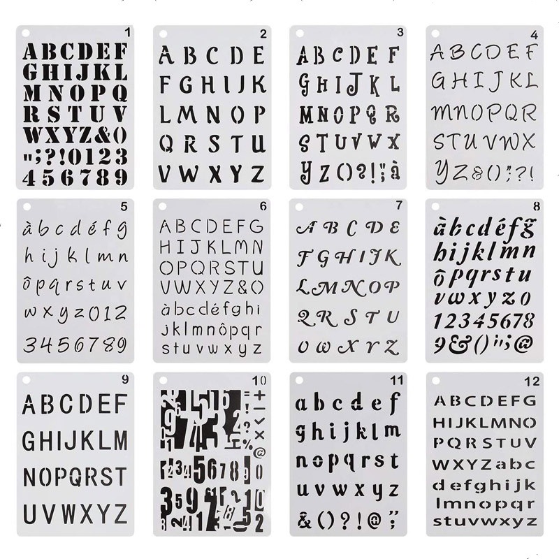 Photography Font - 12/24 pz Lettera Stencil Disegno Pittura