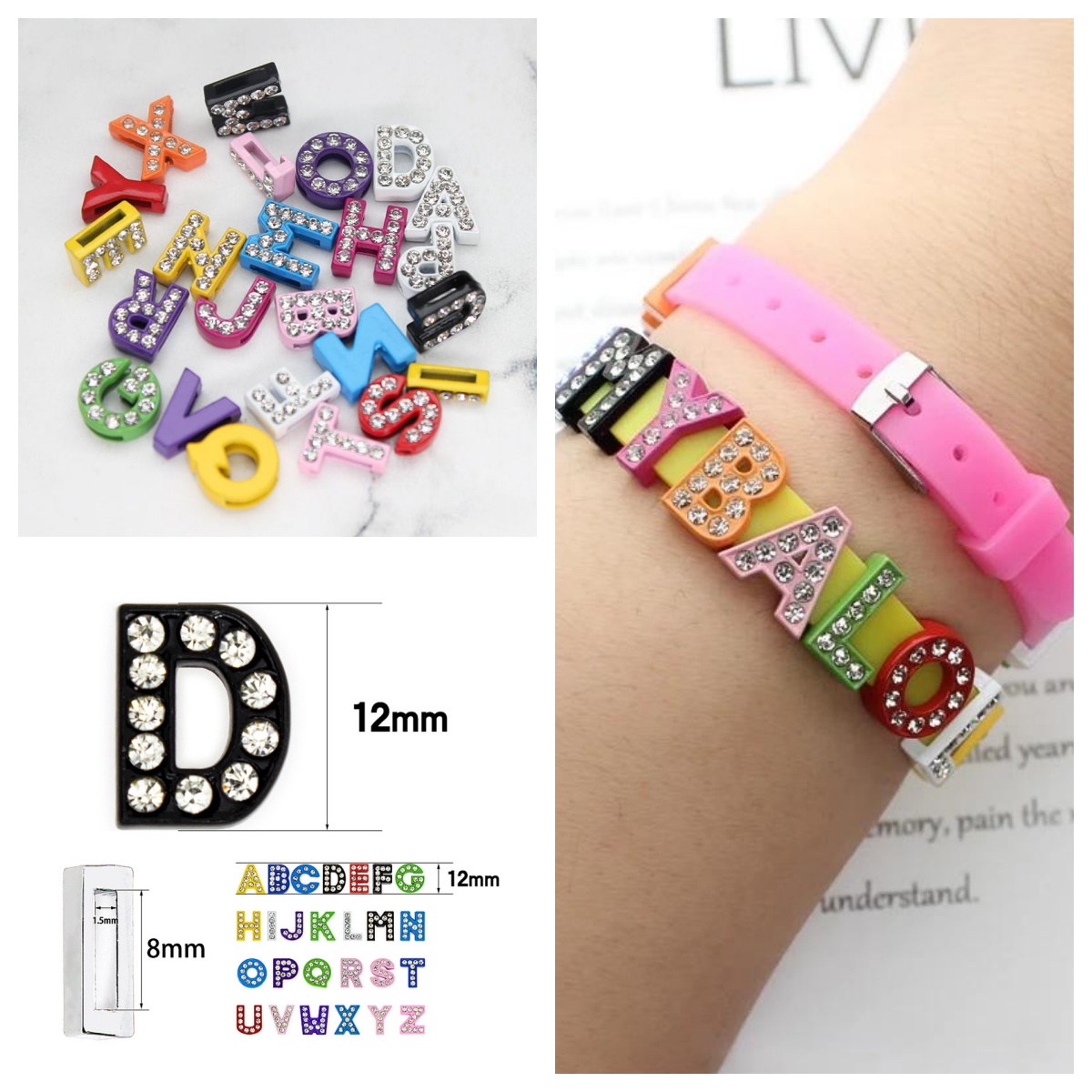 Photography Font - 50 Pezzi/Lotto Lettere Scorrevoli con Foro